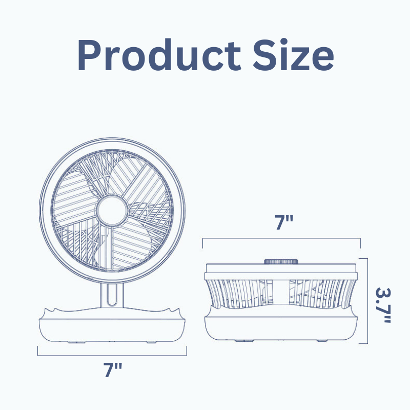 Portable Foldable Quiet Fan with Hanging Hook USB Rechargeable