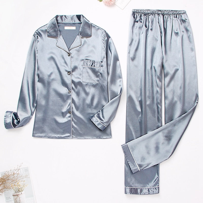 Long Satin Pyjamas Set