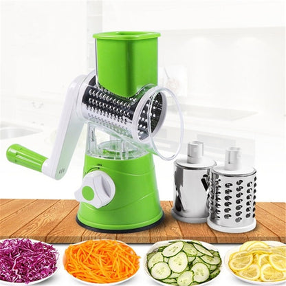 Food Slicer - 3 Drum Blades Manual Speed Shredder